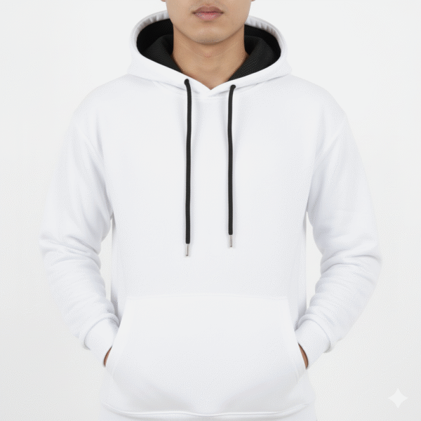 White Solid Premium Hoodie