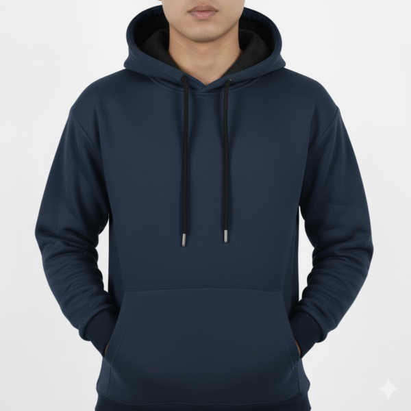 Navy Blue Solid Premium Hoodie