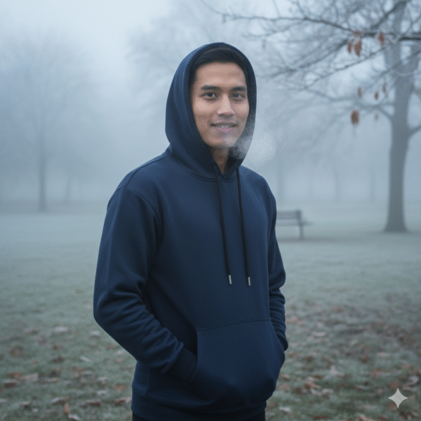 Navy Blue Solid Premium Hoodie