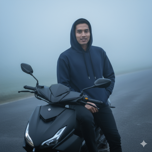 Navy Blue Solid Premium Hoodie