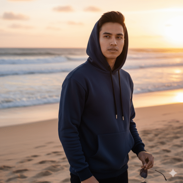 Navy Blue Solid Premium Hoodie