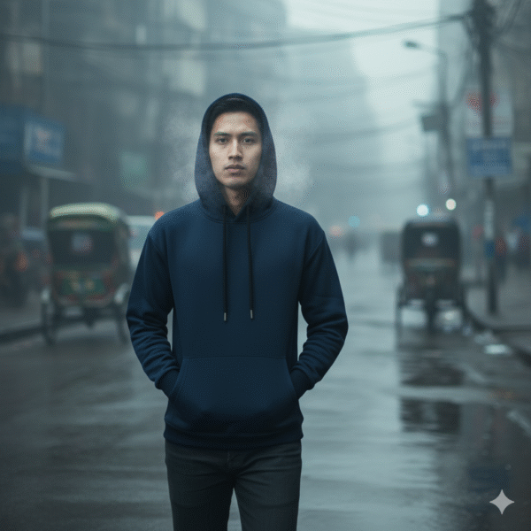 Navy Blue Solid Premium Hoodie