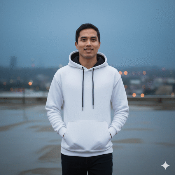White Solid Premium Hoodie